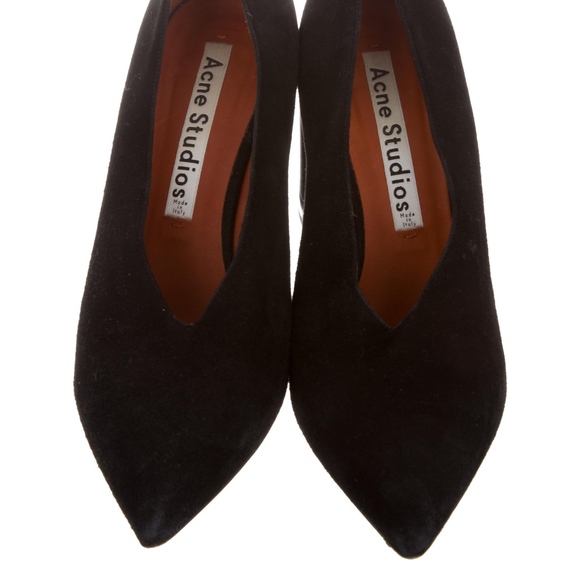 ACNE Studios Suede Black Pumps with Block Heels - Picture 4 of 8
